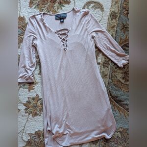 Almond color Lace-Up Dress